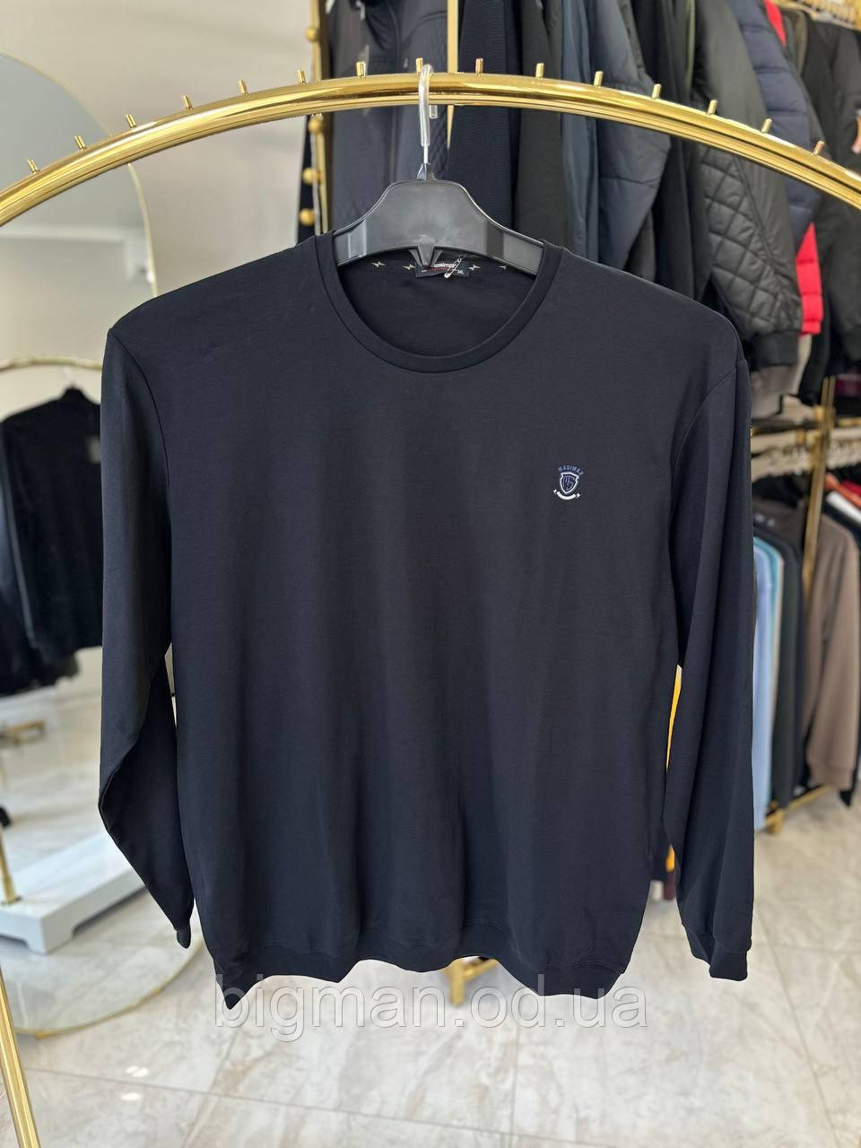 Світшот, футболка з довгим рукавом Masimar 0472 (батал) 3-8XL чорний