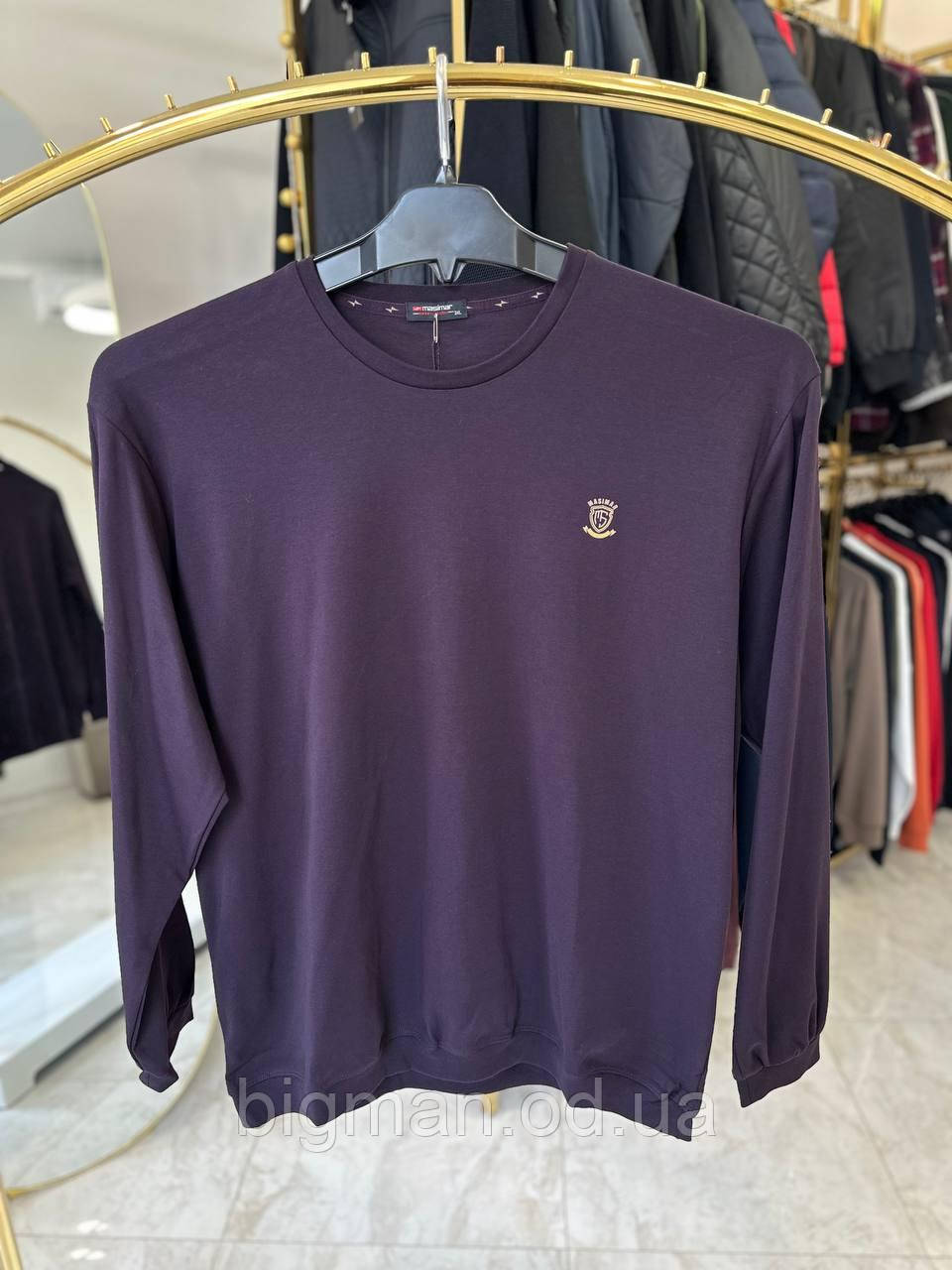 Світшот, футболка з довгим рукавом Masimar 0472 (батал) 3-8XL баклажан