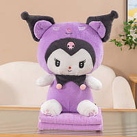 Детская плюшевая мягкая игрушка подушка Куруми плед 3 в 1 Kuromi Куроми для девочки подарочный набор с пледом