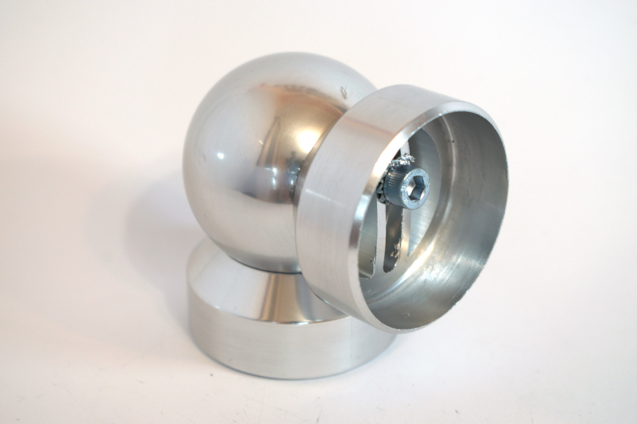 Поворот поручня з регулюванням до алюмінієвих поручнів тип коло колір Срібло (10523с), фото 1