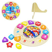 Дерев'яна іграшка KidsHits Paw Patrol годинник-сортер у плівці 21*21*1 см