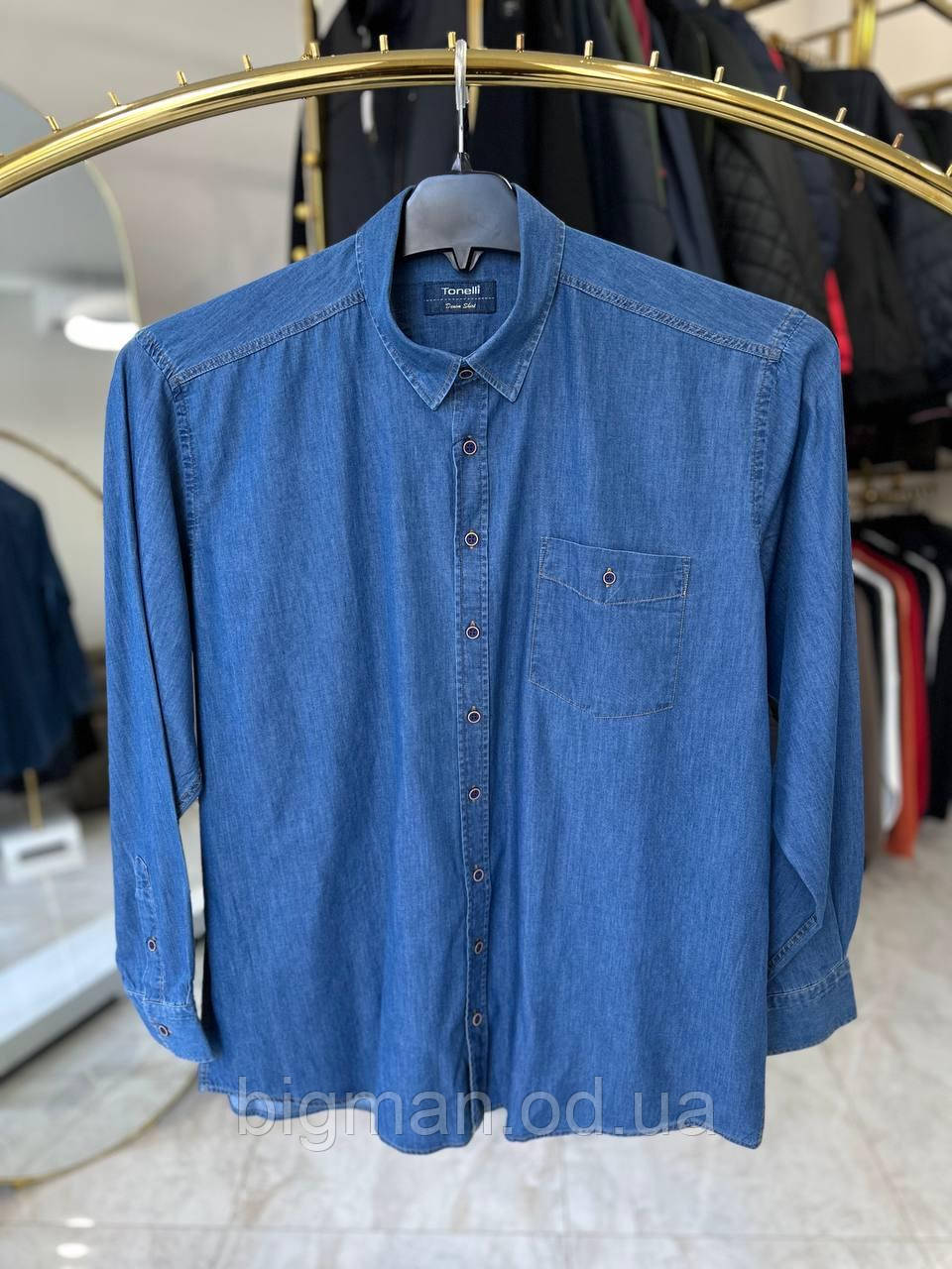 Чоловіча джинсова сорочка Tonelli 3010 (батал) 2-5XL синя