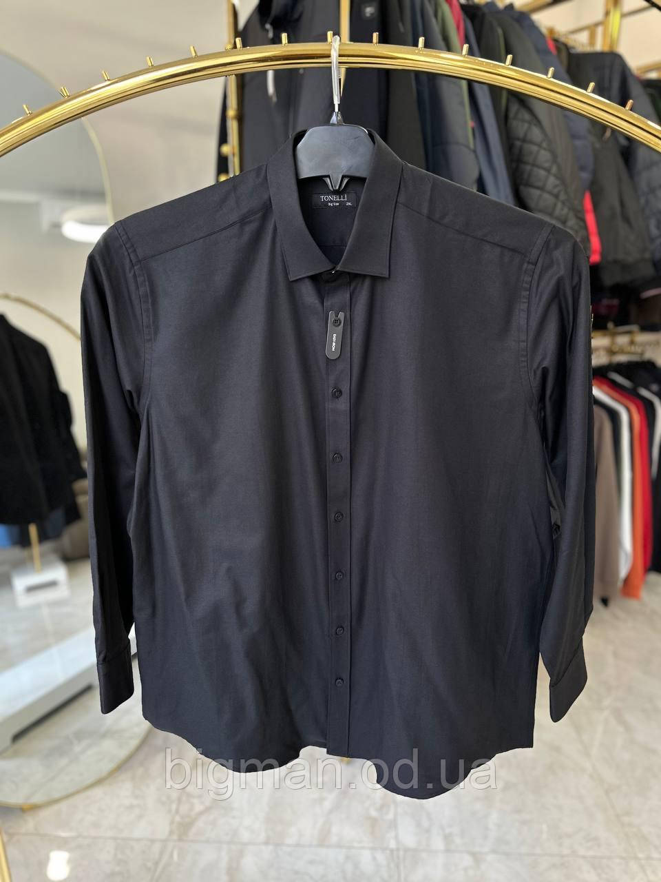 Чоловіча сорочка оксфорд Tonelli 4510 (батал) 2-5XL чорна