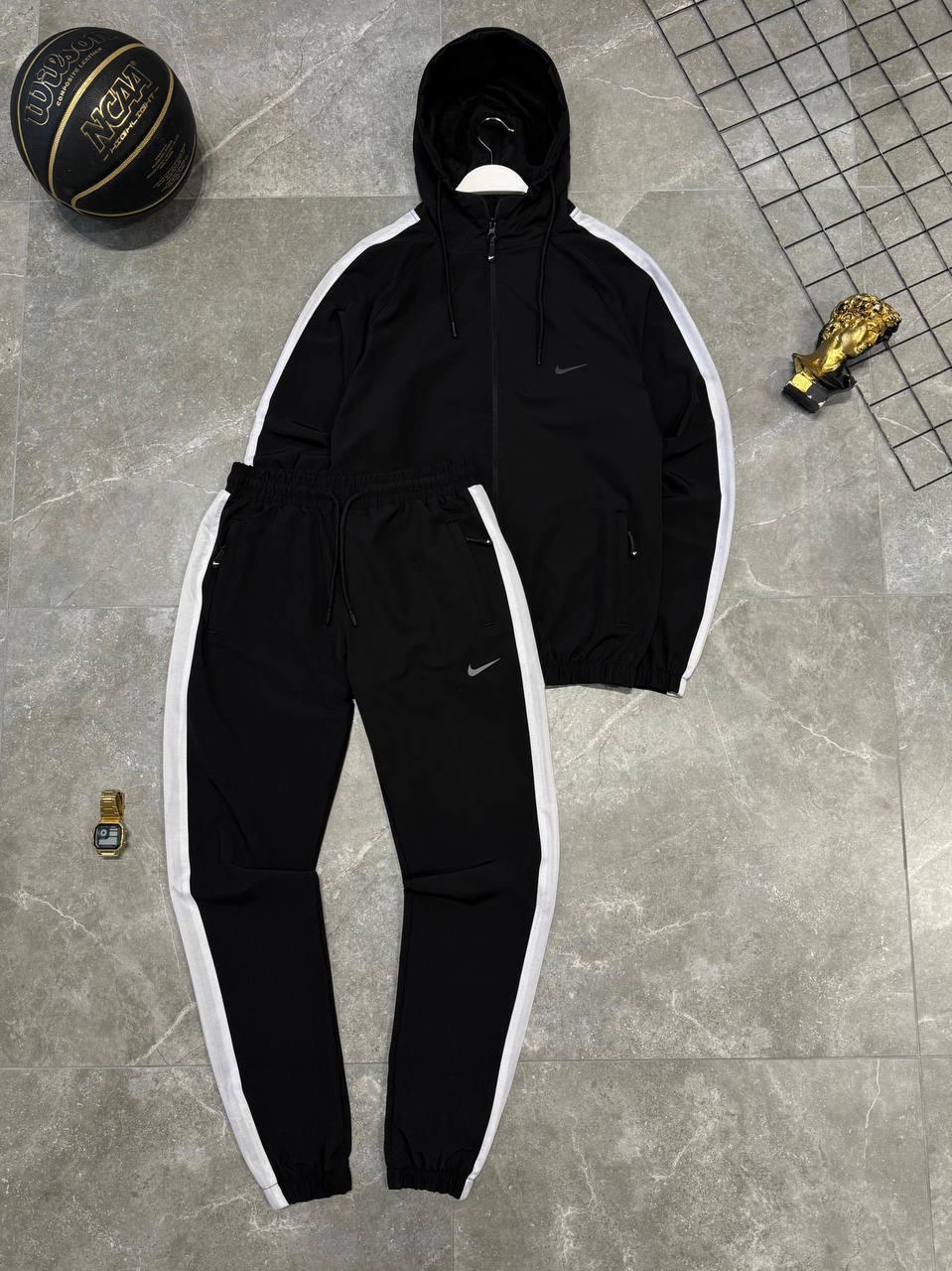Чоловічий спортивний костюм Nike чорний весняний осінній Комплект Найк Зіп худі + Штани з лампасами