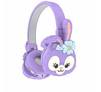 Детские наушники Stella Lou Зайка, беспроводные наушники для детей, детские Bluetooth наушники с зайцем Лаванда