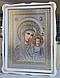 Иконы для дома под серебро в белом деревянном фигурном киоте под стеклом, размер киота 50*43,сюжет 33*46 - фото 4 - id-p2524509509