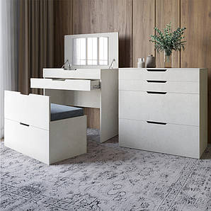 Комод-трюмо із дзеркалом, нішею під сидінням та шухлядою LION Азія Бетон style (LION-041664)