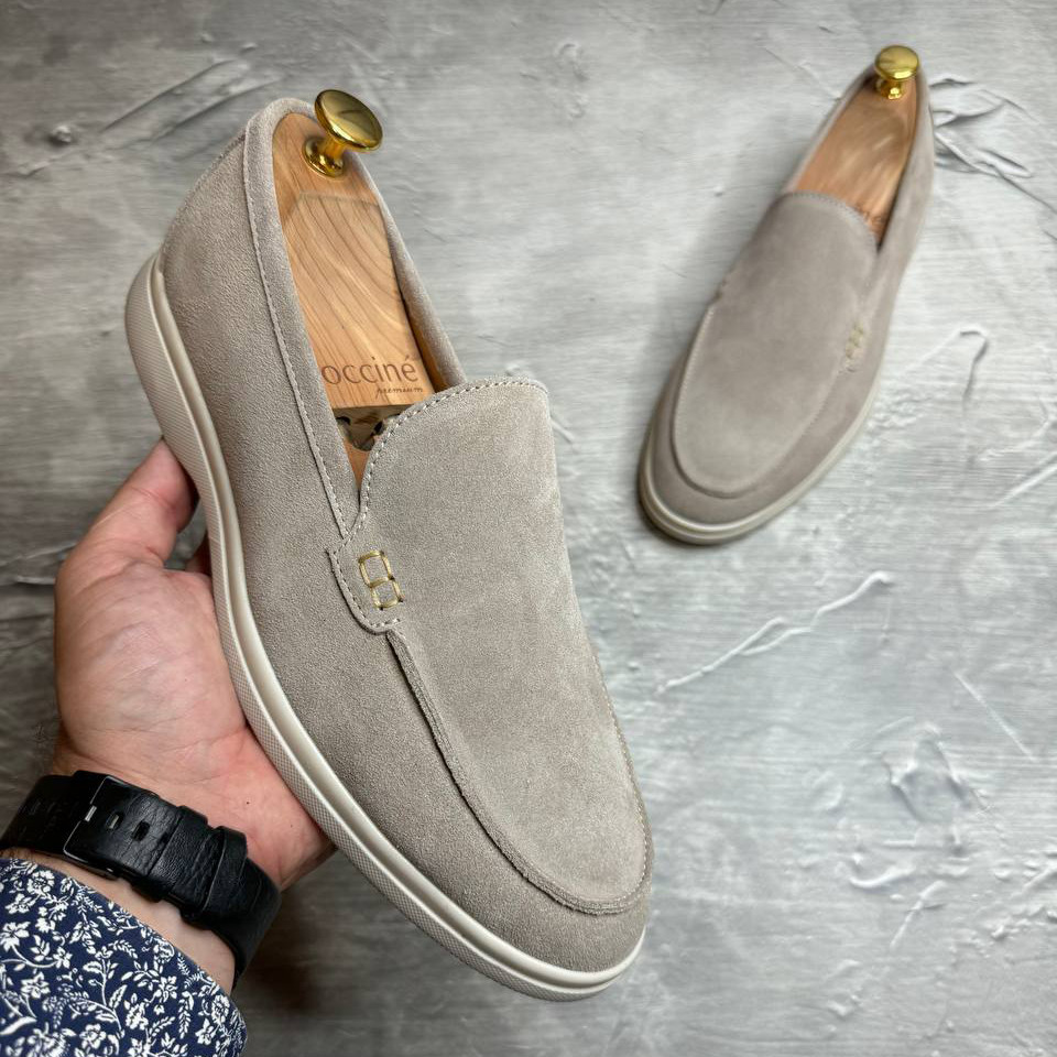 Лофери, туфлі чоловічі бежеві замшеві (натуральна замша) для чоловіків на весну осінь, розміри 40-45, фото 1