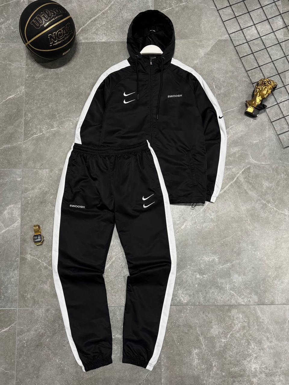 Чоловічий спортивний костюм Nike чорний весняний осінній Комплект Найк Зіп худі + Штани з лампасами