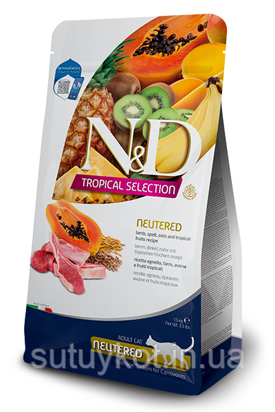 Farmina (Фарміна) N&D Tropical Selection Cat Neutered низькозерновий сухий корм для стерилізованих кішок з ягням, 10 кг