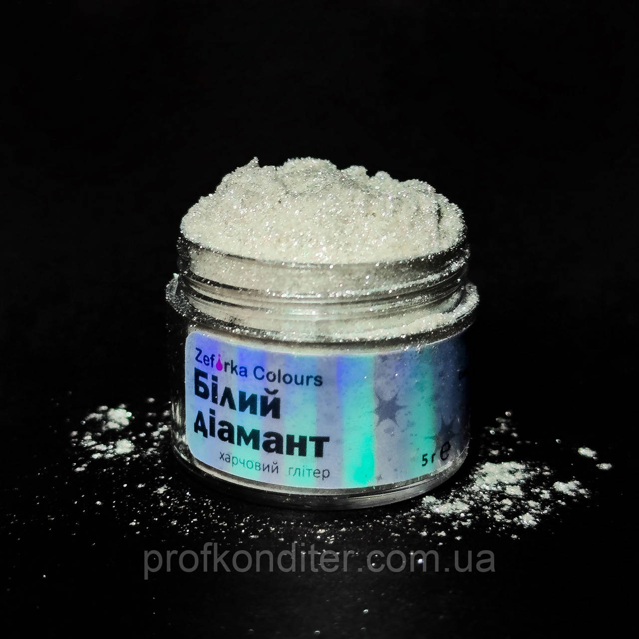 Харчовий глітер "Білий діамант", 5 г, Zefirka colours, фото 1