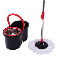 Швабра автоматична Spin Mop 360 black з відром центрифуга 8 л турбо пресуванням кругла