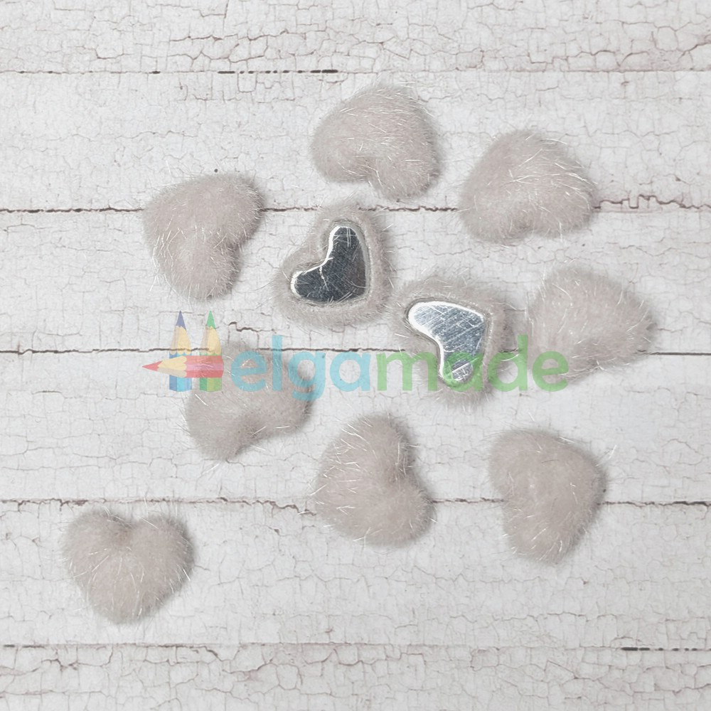 Кабошон хутряний серце міні, МОЛОЧНИЙ, 1.7х1.5 см, 1 шт, фото 1