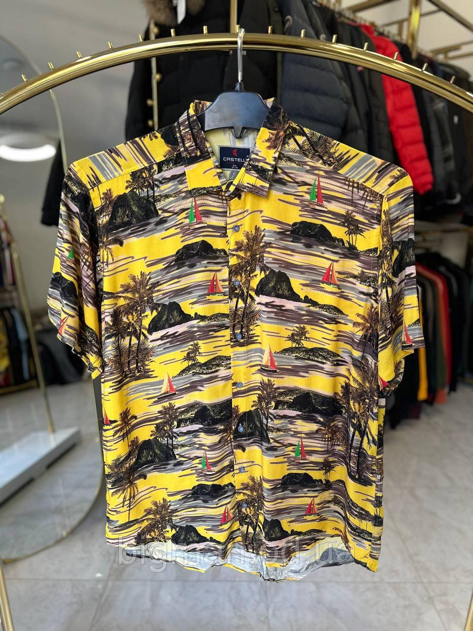 Чоловіча сорочка гавайка Castelli 1030 (батал) 2-6XL жовта 6XL