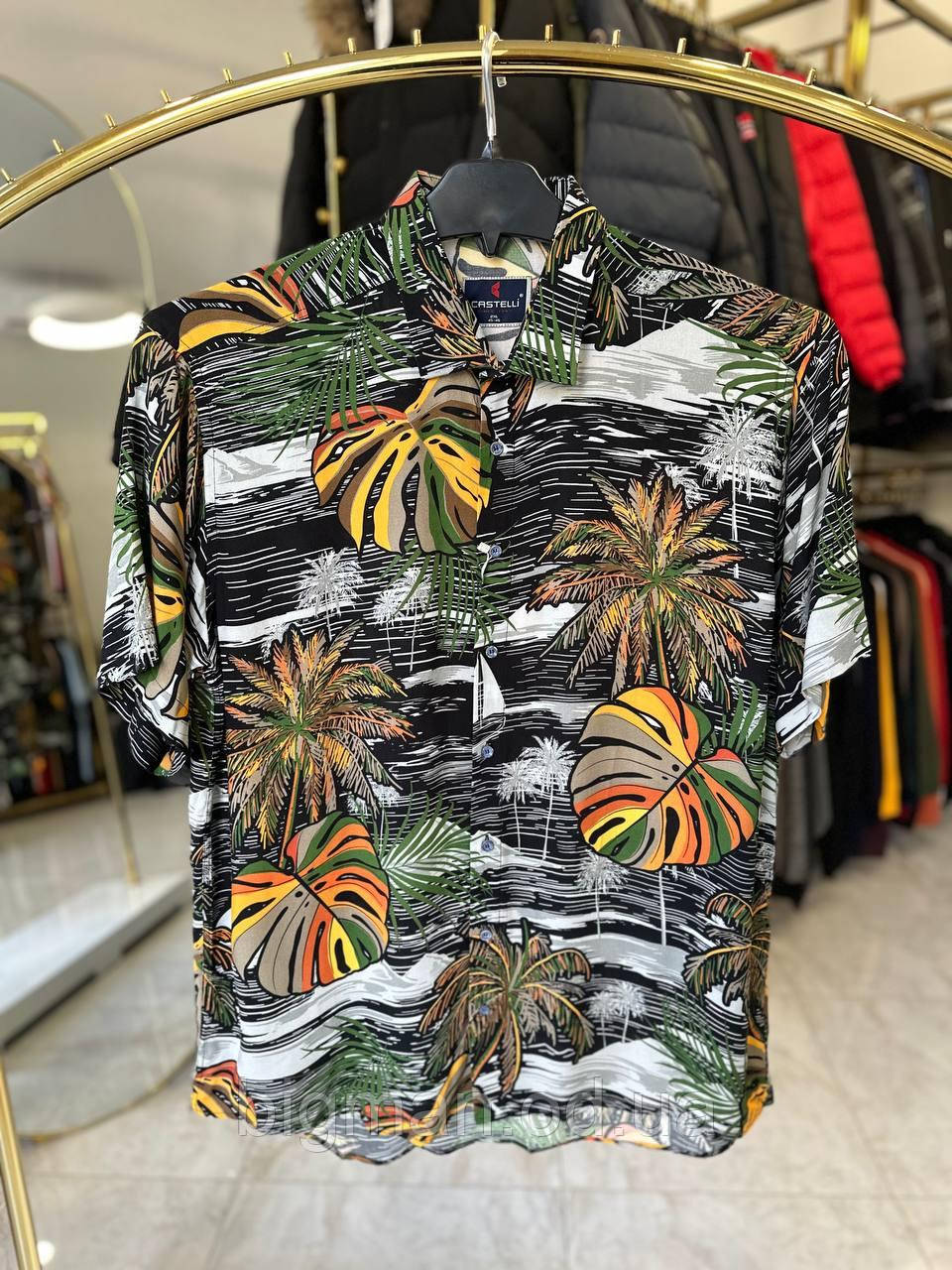 Чоловіча сорочка гавайка Castelli 1030 (батал) 2-6XL чорна