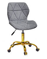 Стілець Torino GD-Office текстиль сірий BRO-18, із золотою хрестовиною на колесах (роликах), фото 10