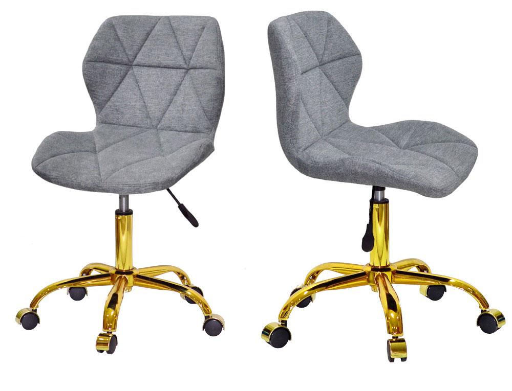 Стілець Torino GD-Office текстиль сірий BRO-18, із золотою хрестовиною на колесах (роликах), фото 1