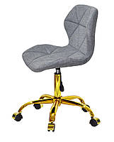 Стілець Torino GD-Office текстиль сірий BRO-18, із золотою хрестовиною на колесах (роликах), фото 8