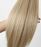 Штучний хвіст прямий шиньйон накладний на липучці у пшеничний блонд густий 65 см, фото 2