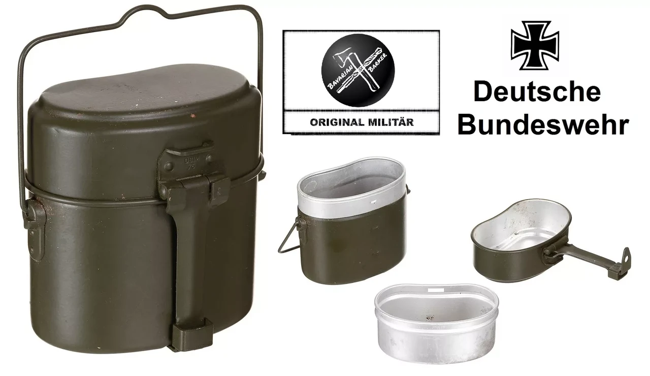 Казанок оригінальний BW Bundeswehr — армійський алюмінієвий посуд, складське зберігання, тричастинний набір