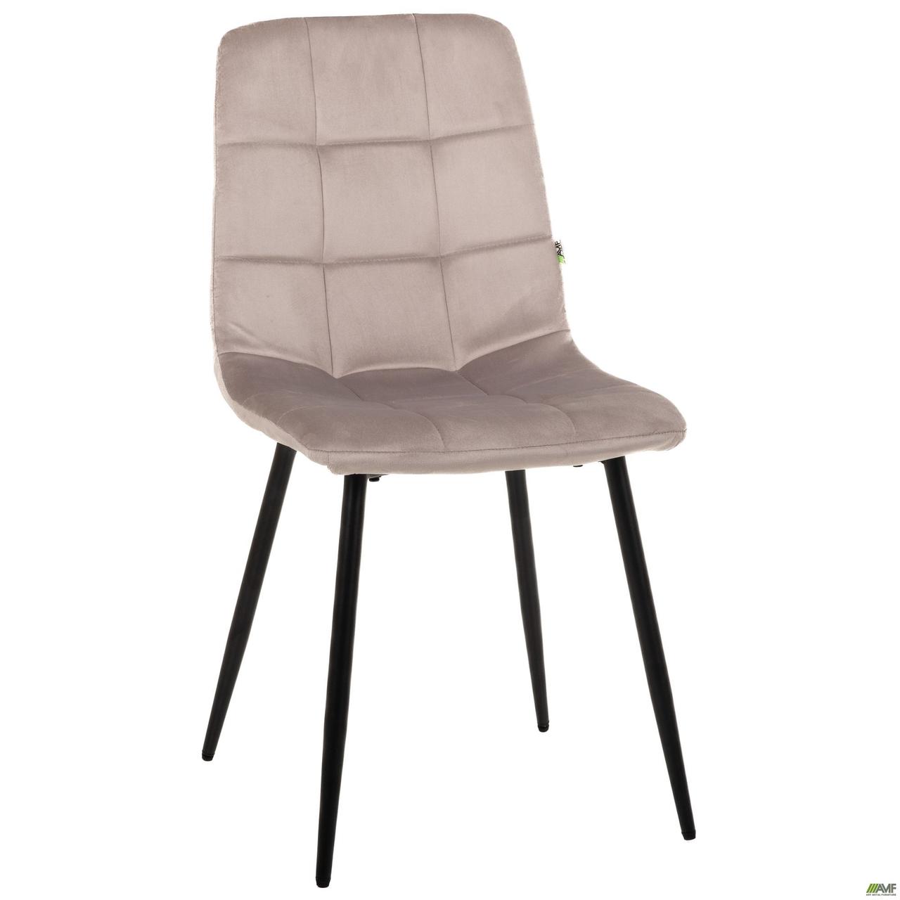 Обідній стілець Cherry м'який вельвет світло-сірий на ніжках, фото 1