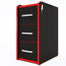 Мобільна тумба ZEUS-Game T-Box чорний/червоний