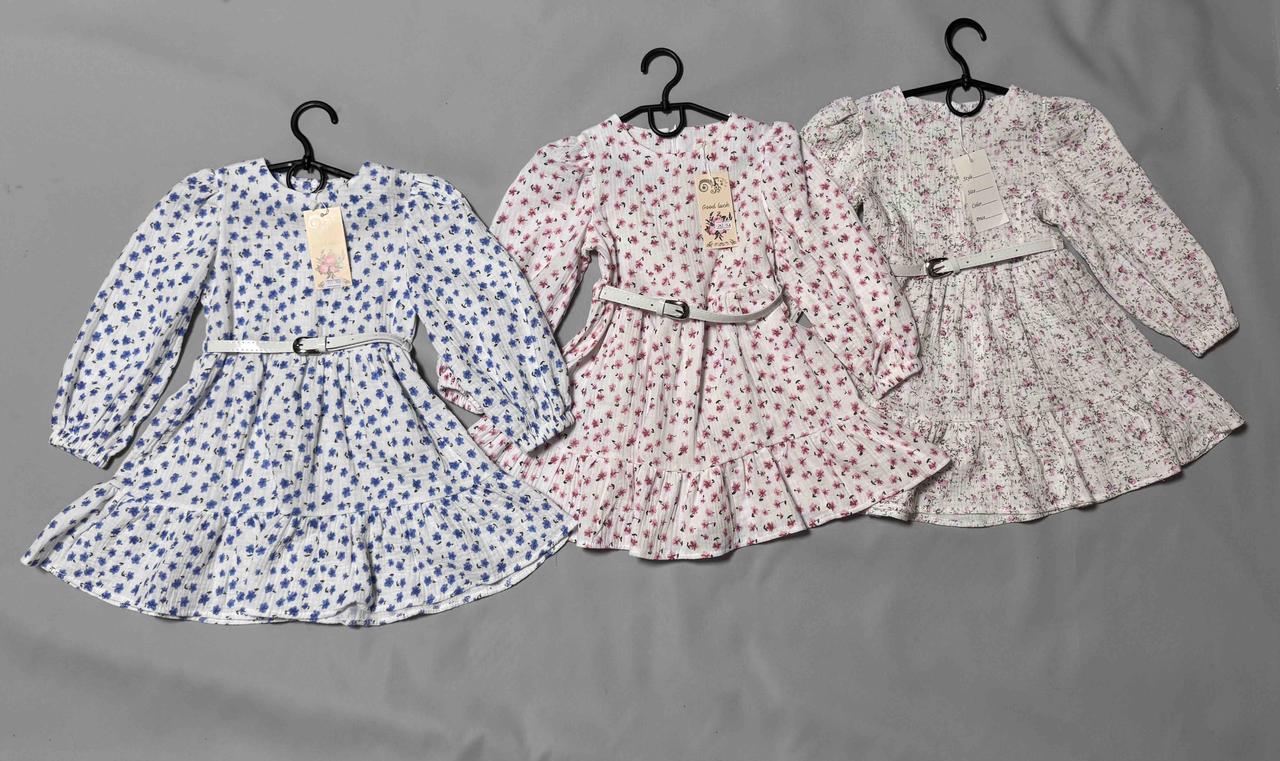 Сукня дитяча з поясом р 104-128, муслін