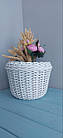 Біле кашпо з ротанга, плетений кошик для квітів, кашпо для рослин 5 л, фото 2
