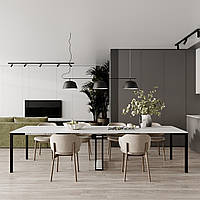 Великий стіл-трансформер у вітальню Sensei Білий діамант / чорний 3300*750*900 мм ТМ Art In Head