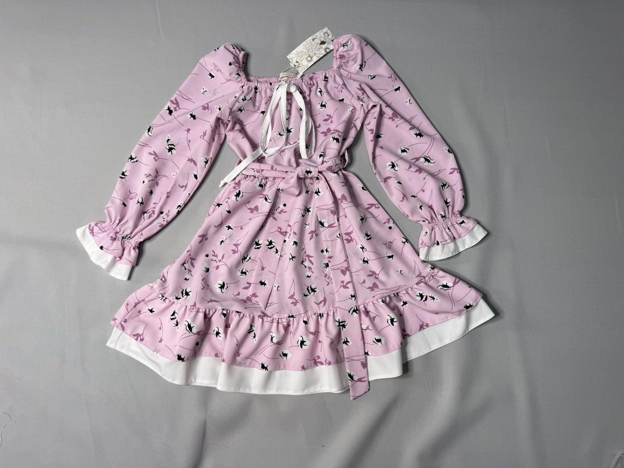 Гарна підліткова сукня на дівчинку р 128-152 з вставками, рожеве