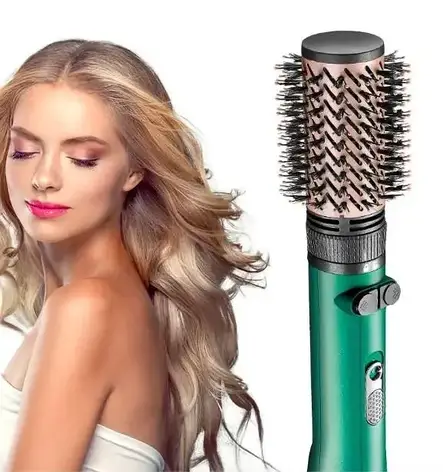 Фен-щітка для сушіння та укладання волосся VGR V-498 1200W Зелений Фен-стайлер із 2 насадками, фото 1