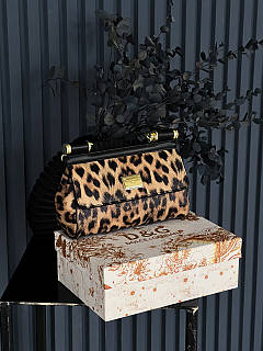 Сумка жіноча Dolce&Gabbana Sicily Medium - Premium леопард 14 см