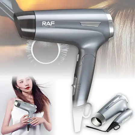 Складаний фен із 2 швидкостями та 2 температурними режимами RAF 1600 Вт, фото 1