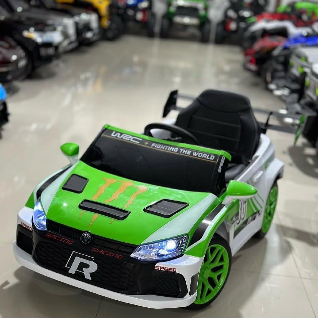 Електромобіль дитячий Super Car Volkswagen 100W (зелено-білий колір) з пультом керування, фото 1