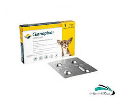 Сімпаріка (Simparica), таблетка 5 мг від бліх та кліщів для собак вагою 1,3-2,5 кг, упаковка (3 шт)