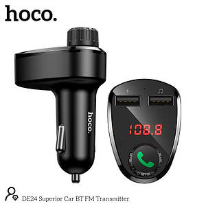 Адаптер автомобільний Hoco Superior Car BT FM Transmitter DE24 |2USB, 2.4A, TF/U Disk| (6931474777676) black