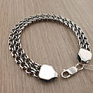 Срібний  браслет чоловічий бісмарк плоский. Чоловічий срібний браслет на руку. Ширина 8 мм / 19 см, фото 7