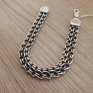 Срібний  браслет чоловічий бісмарк плоский. Чоловічий срібний браслет на руку. Ширина 8 мм / 19 см, фото 9