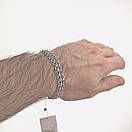 Срібний  браслет чоловічий бісмарк плоский. Чоловічий срібний браслет на руку. Ширина 8 мм / 19 см, фото 8