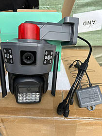 Камера спостереження 4g під сім карту 8 Мп Сигналізація два об'єктиви IP поворотна з датчиком руху V380p