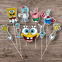 Кондитерські фігурки( топери) їстівні з цукрової мастики на торт "Губка Боб"