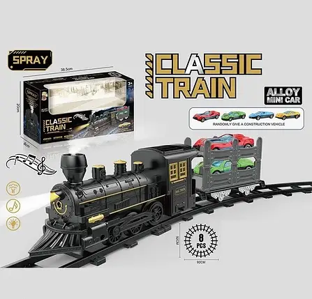 Залізниця Train Classic (8 елементів, поїзд, звуки, підсвітка, парогенератор, вагон, 2 машинки) 5817-1 P, фото 2