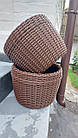 Набір коричневих корзин, плетена з штучного ротанга ручної роботи для рослин та квітів, 20 л, фото 2