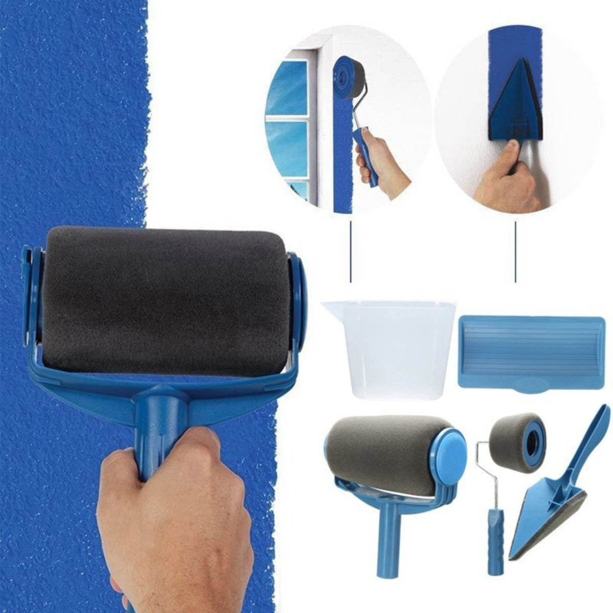 Комплект малярских валиків для фарбування стін та стелі Point Roller, набір для фарбування 5в1 Синій PR-25-Blue, фото 1