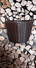 Дровник плетений зі штучного ротанга ручної роботи коричневий 20 л, фото 2