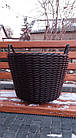Дровник плетений зі штучного ротанга ручної роботи коричневий 20 л, фото 5