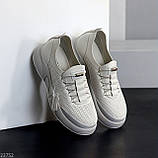 Стильні сірі сліпони натуральний нубук із перфорацією, фото 2