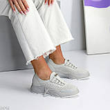 Стильні сірі сліпони натуральний нубук із перфорацією, фото 4