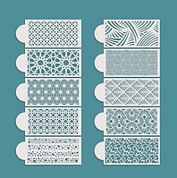 Універсальні смужки трафарети для тортів 10 трафаретів з різними візерунками