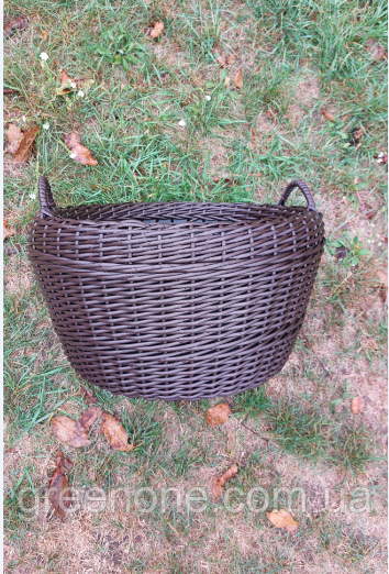 Великий кошик для дров, дровник плетений з ручками зі штучного ротанга ручної роботи 45 л, фото 1